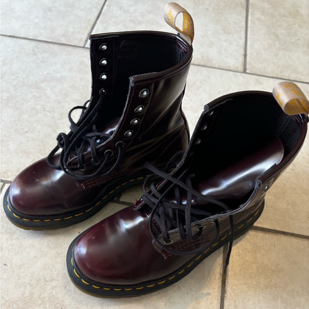 Cherry Red Dr. Martens Women’s Vegan 1460 Combat Boot